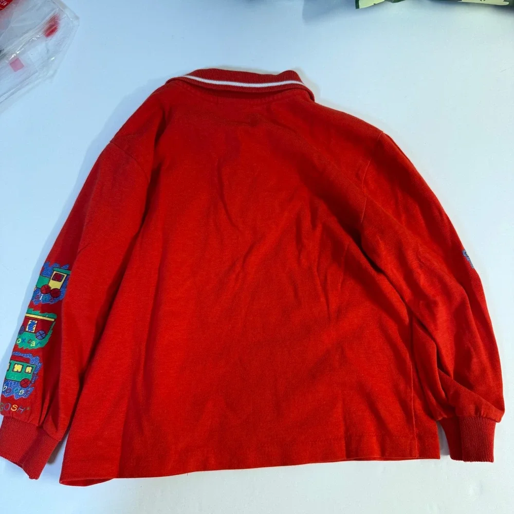 Vintage 90s Oshkosh Bgosh Long Sleeve Train Graphic Polo Shirt 4T boy colorblock